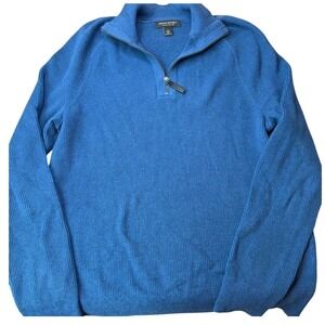 Banana Republic Sweater Mens L Blue Supima Cotton Quarter Zip Ribbed Pullover